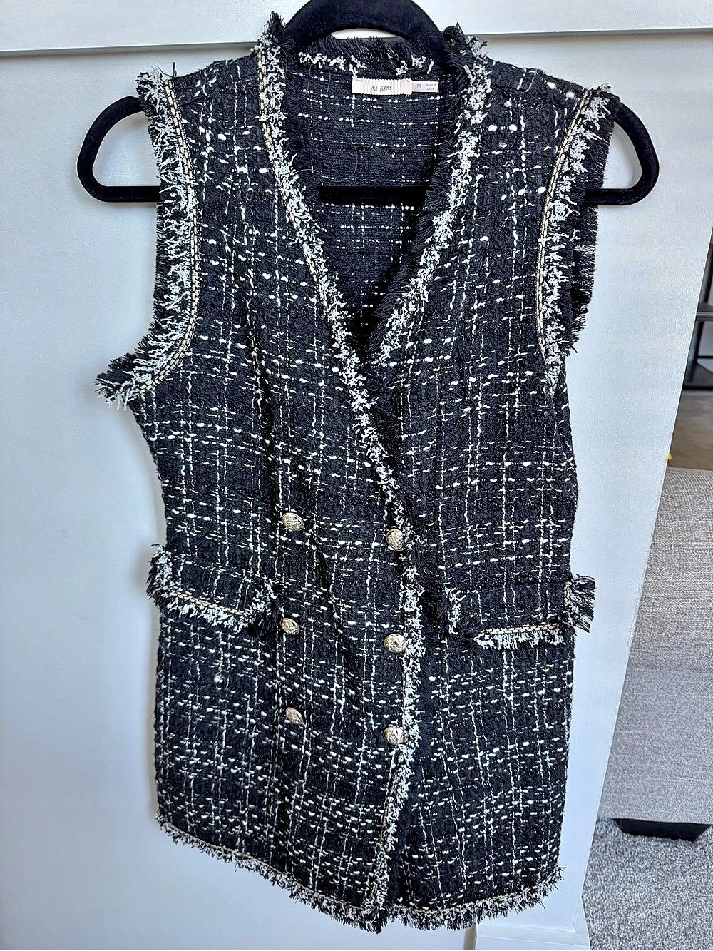 Medium Missoni Tweed Checkered Vest in Black & White Size Medium